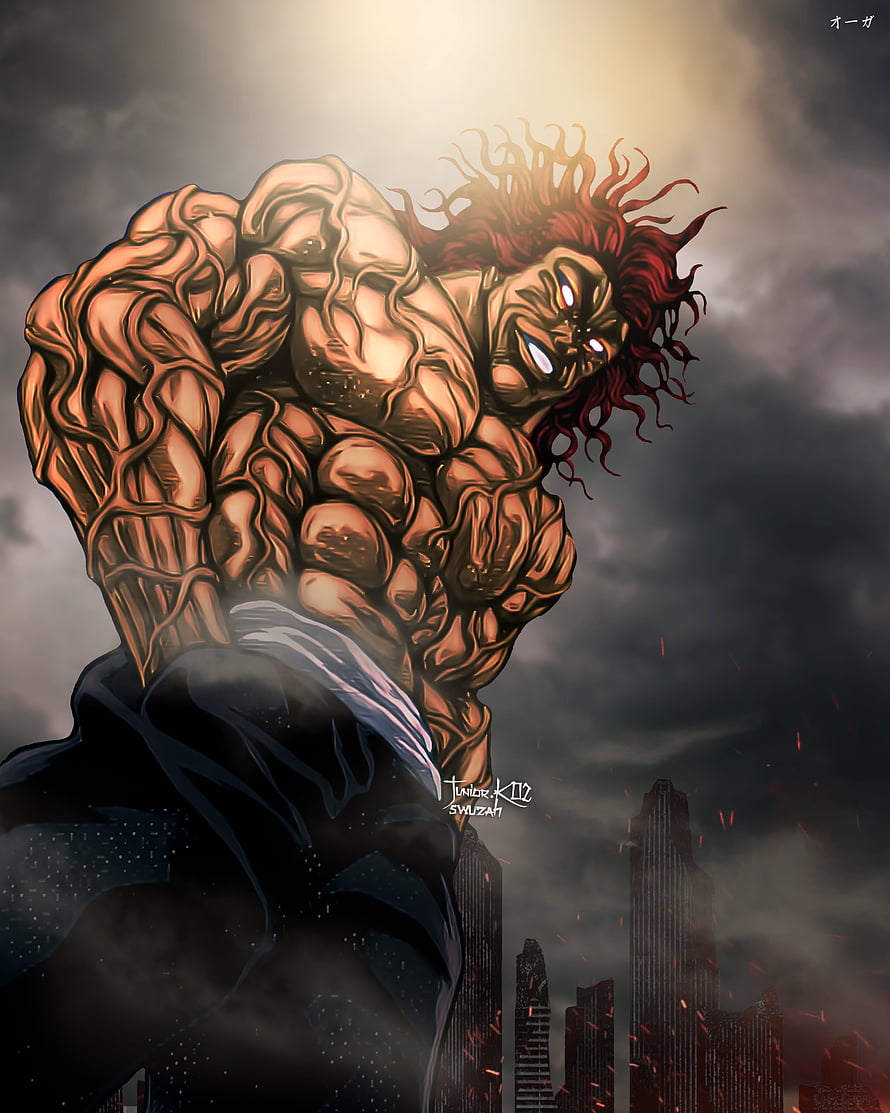 Oga from Baki the Grappler anime character digital art wallpaper HD phone wallpaper