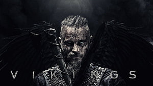 Ragnar Lothbrok from Vikings TV Series with Dark Wings and Battle Axe HD wallpaper