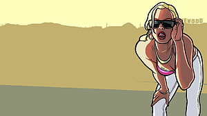 Grand Theft Auto San Andreas Female Character Illustration HD wallpaper