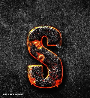 Burning Letter S with Molten Edges and Smoke on Dark Textured Background HD phone wallpaper