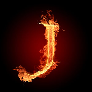 Burning Letter J Fire Alphabet Typography Wallpaper HD phone wallpaper
