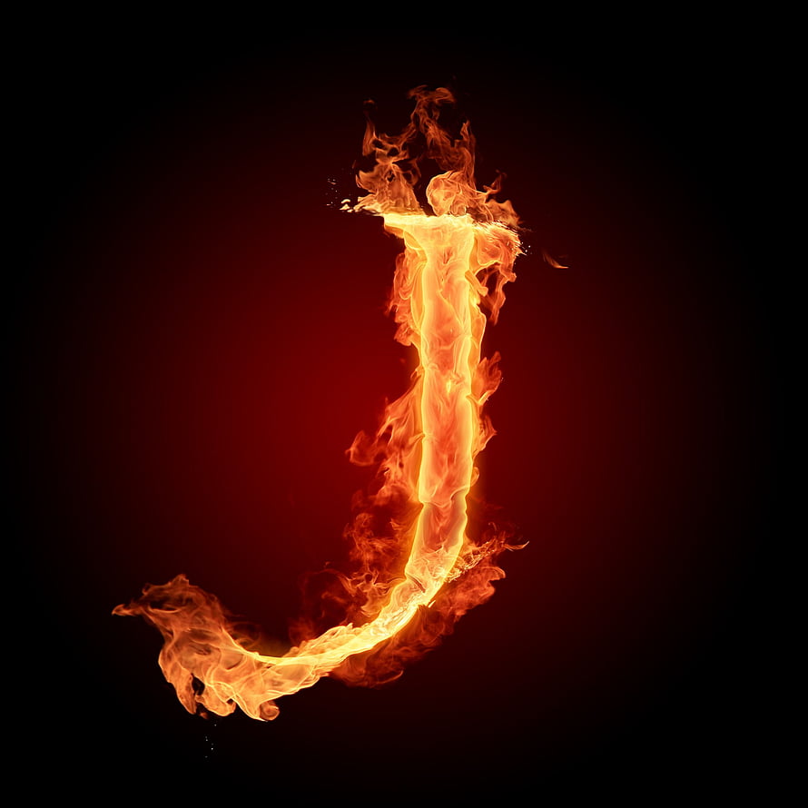 Burning Letter J Fire Alphabet Typography Wallpaper HD phone wallpaper