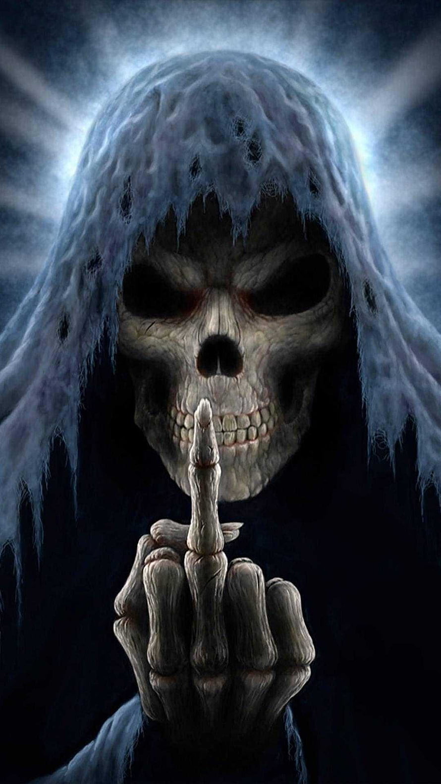 Grim Reaper Skeleton With Finger To Lips Shushing Gesture Dark Fantasy Art HD phone wallpaper