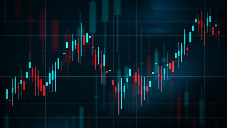 Financial Candlestick Chart Showing Market Trends and Stock Price Movements on Dark Background HD wallpaper