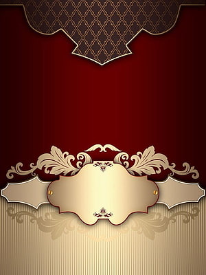Elegant Vintage Red and Gold Ornamental Background with Decorative Frame HD phone wallpaper