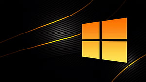 Windows 10 Logo on Black Background with Orange and Yellow Gradient Accents HD wallpaper