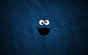 Blue Furry Texture Background With Cartoon Eyes And Mouth HD wallpaper