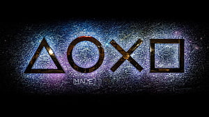 PlayStation controller symbols triangle circle cross square on cosmic background HD wallpaper