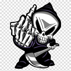 Cartoon Grim Reaper Skeleton Giving Middle Finger with Scythe HD phone wallpaper