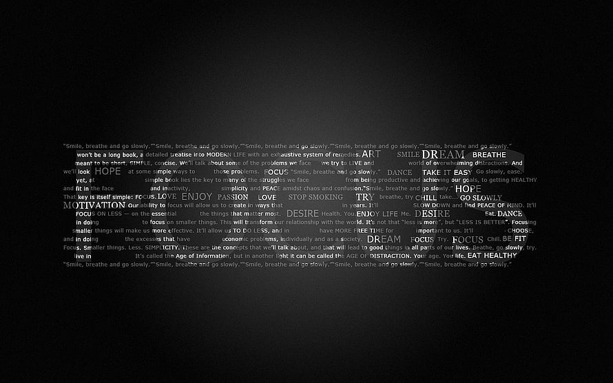 Minimalist Dark Text Art Wallpaper Featuring Motivational Words and Focus Theme HD wallpaper