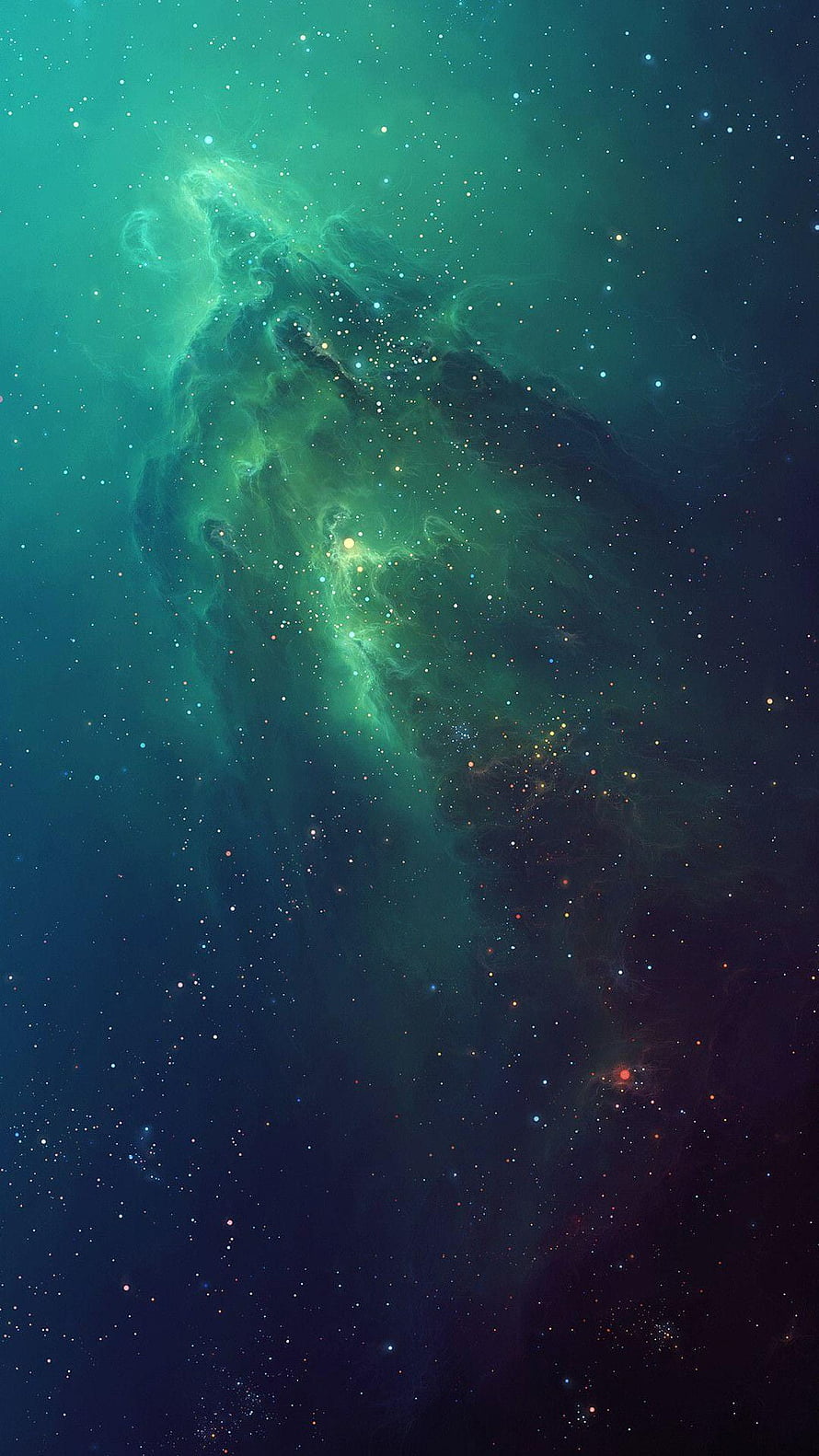 Emerald Green Cosmic Nebula and Star Field Deep Space Astronomy Wallpaper HD phone wallpaper