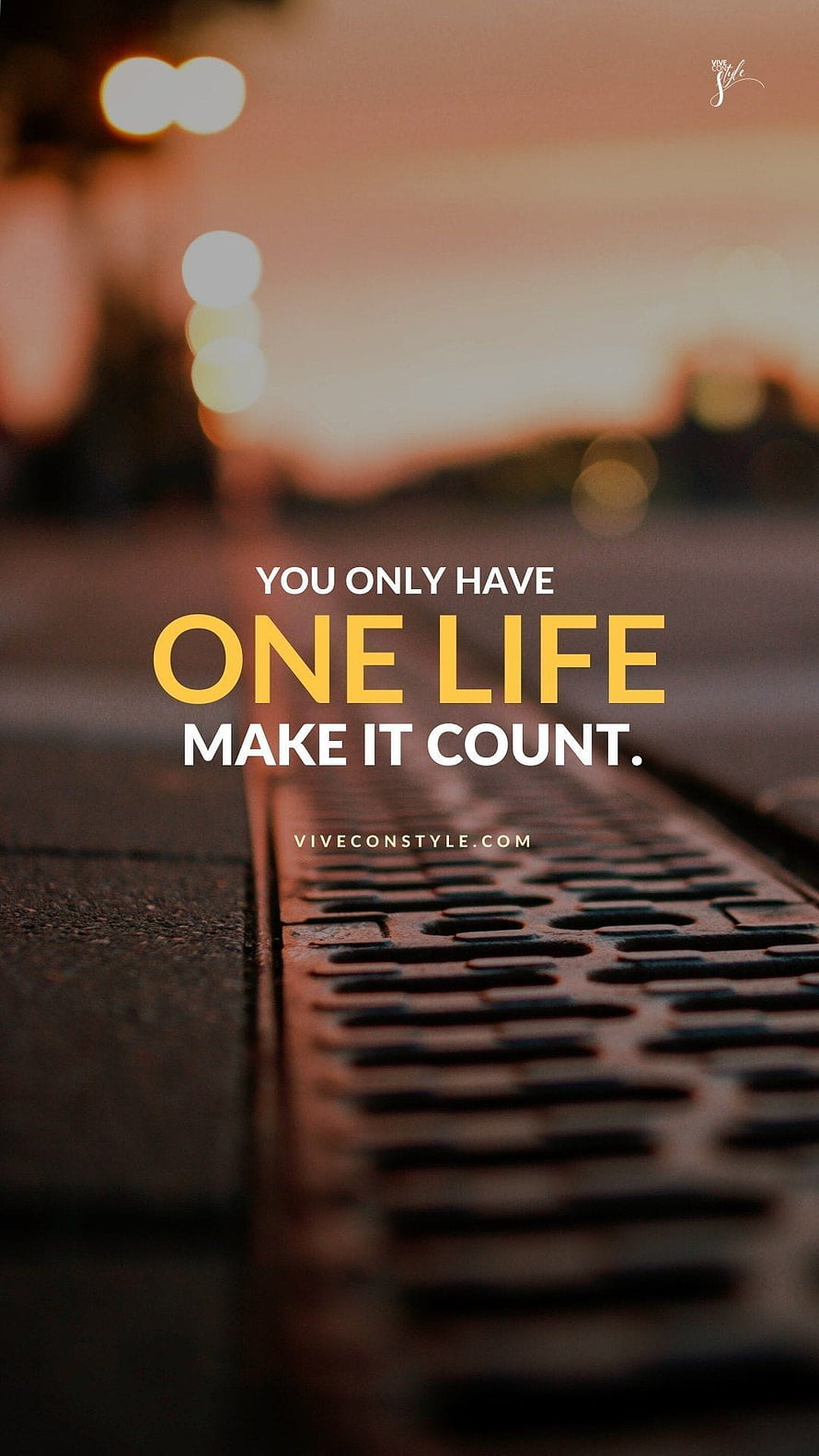 Inspirational Quote About Making Life Count On Blurred Street Background HD phone wallpaper