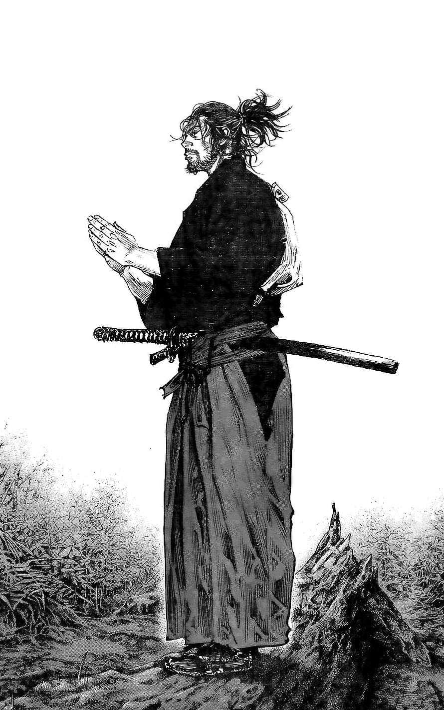 Samurai Warrior Standing With Katana In Traditional Japanese Clothing HD phone wallpaper