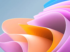 Windows 11 SE Abstract 3D Ribbon Wallpaper in Pastel Pink Orange and Blue HD wallpaper