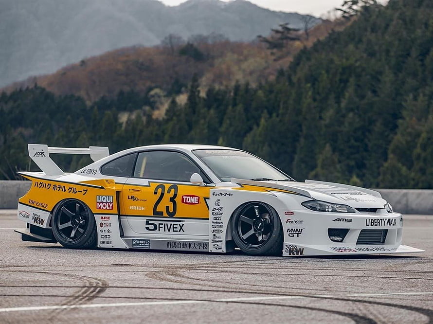 Liberty Walk Nissan Silvia S15 Super Silhouette Race Car on Track HD wallpaper