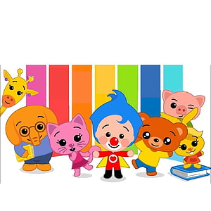 Plim Plim and Friends Cartoon Characters with Rainbow Background HD phone wallpaper