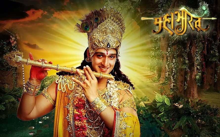 Saurabh Raj Jain as Lord Krishna in Peacock Crown and Golden Flute HD wallpaper
