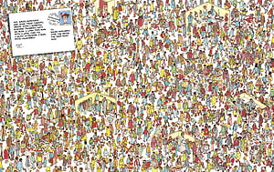 Where's Waldo Wild West Postcard Illustration Featuring Crowded Frontier Town Scene HD wallpaper