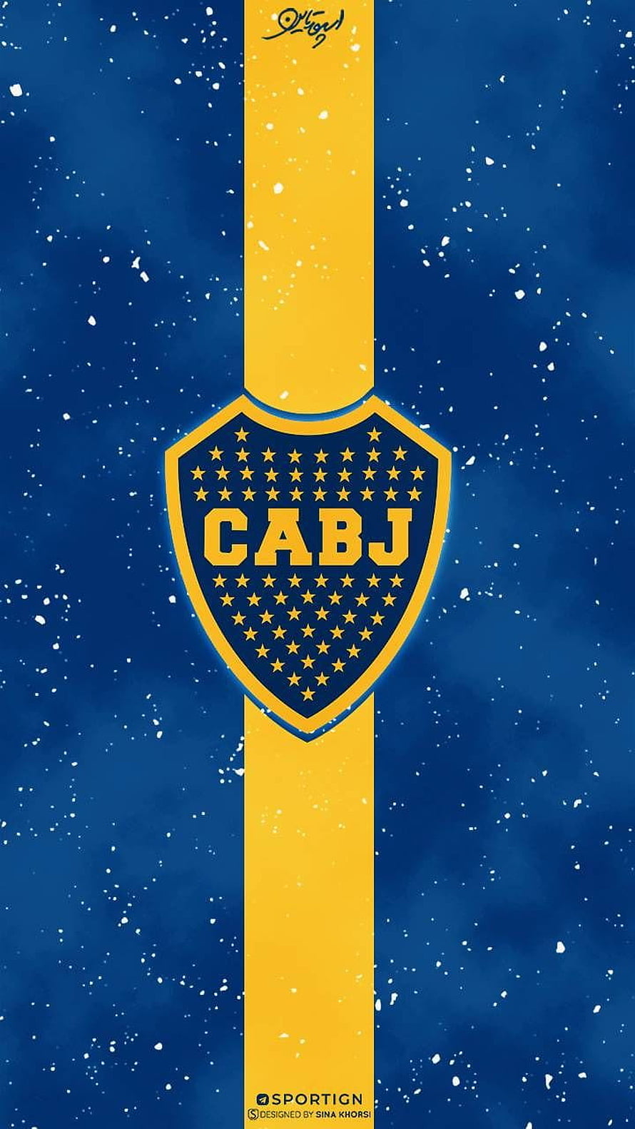 Boca Juniors CABJ Shield Emblem on Blue and Gold Vertical Stripe Background HD phone wallpaper