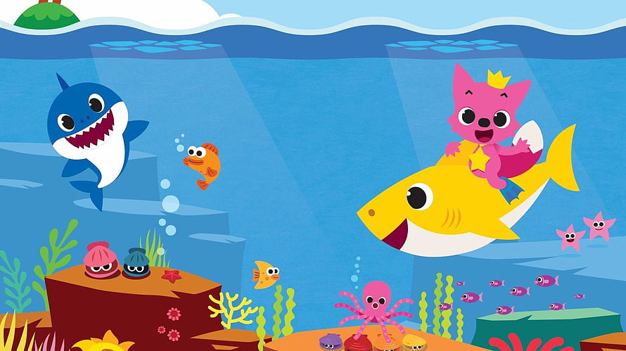 Baby Shark and Pinkfong Underwater Adventure with Cute Sea Creatures HD wallpaper