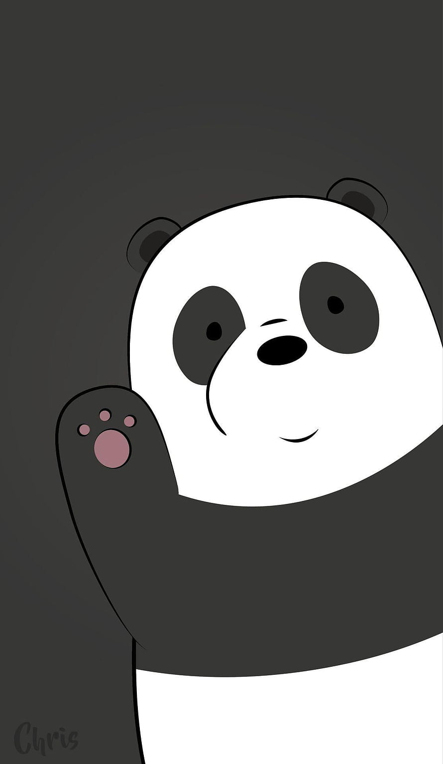 We Bare Bears Panda Character Waving Paw on Dark Background HD phone wallpaper