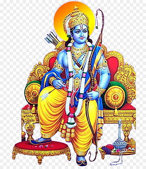 Lord Rama Sitting on Throne with Bow and Arrow Hindu God Illustration HD phone wallpaper
