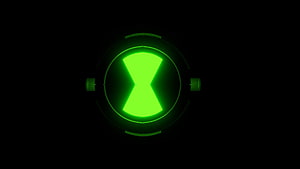 Glowing Green Omnitrix Symbol on Black Background HD wallpaper