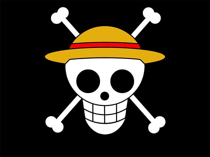 One Piece Straw Hat Luffy Jolly Roger Pirate Flag on Black Background HD wallpaper