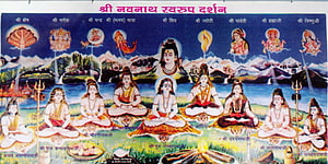 Guru Gorakhnath and the Nine Forms of Shiva in Traditional Indian Religious Art HD wallpaper