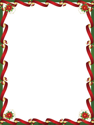 Festive Christmas Page Border with Red Ribbons and Poinsettia Flowers HD phone wallpaper