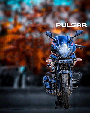 Blue Pulsar Motorcycle Front View With Headlight And License Plate HD phone wallpaper