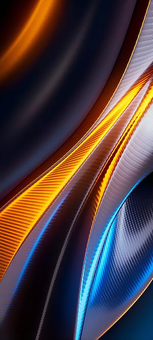 Abstract 3D Render of Flowing Textured Ribbons in Orange and Blue HD phone wallpaper