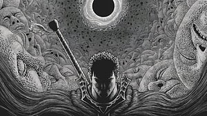 Guts from Berserk wielding Dragon Slayer sword surrounded by apostles and eclipse HD wallpaper