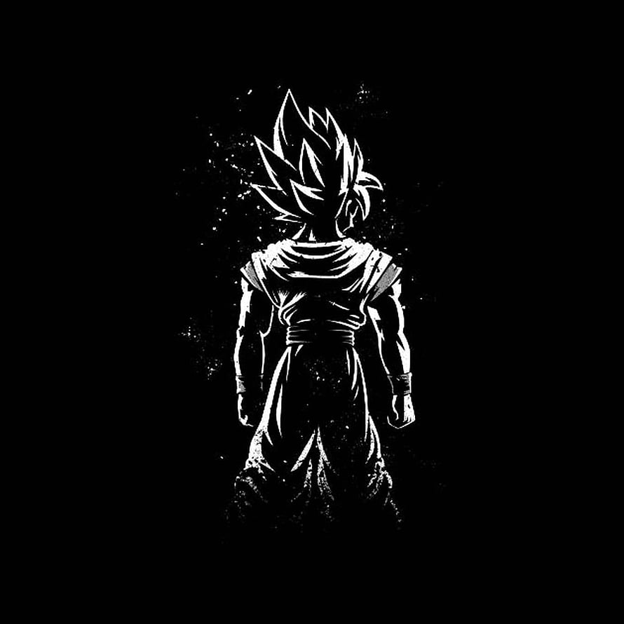 Goku Black and White Silhouette Anime Character Artwork HD phone wallpaper