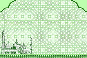 Green Islamic Geometric Pattern Background With Mosque Silhouette HD wallpaper