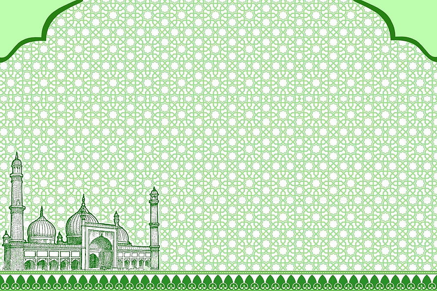 Green Islamic Geometric Pattern Background With Mosque Silhouette HD wallpaper