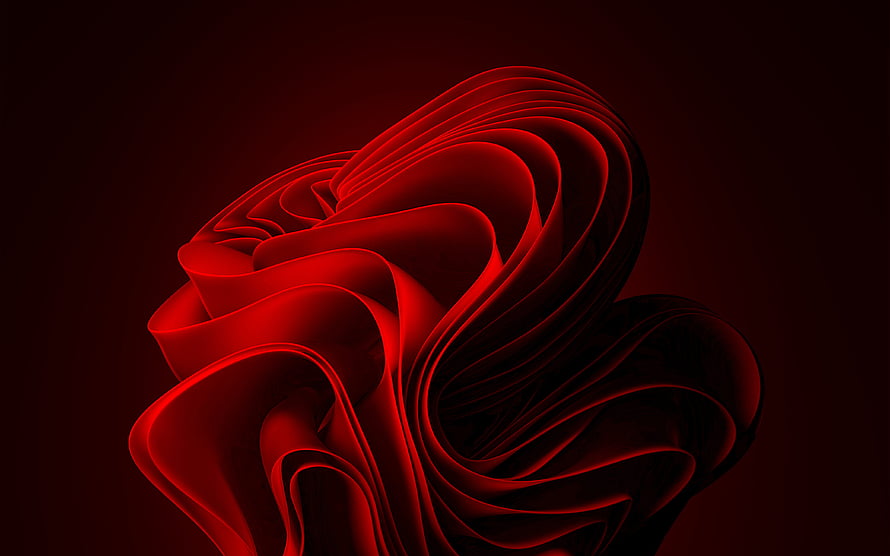 Abstract Red Swirling Ribbons 3D Render Wallpaper HD wallpaper