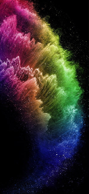 Vibrant Rainbow Powder Explosion on Black Background Abstract Art HD phone wallpaper