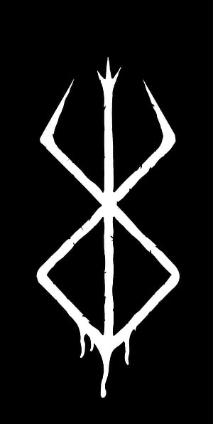 Berserk Brand of Sacrifice Symbol White Ink on Black Background HD phone wallpaper