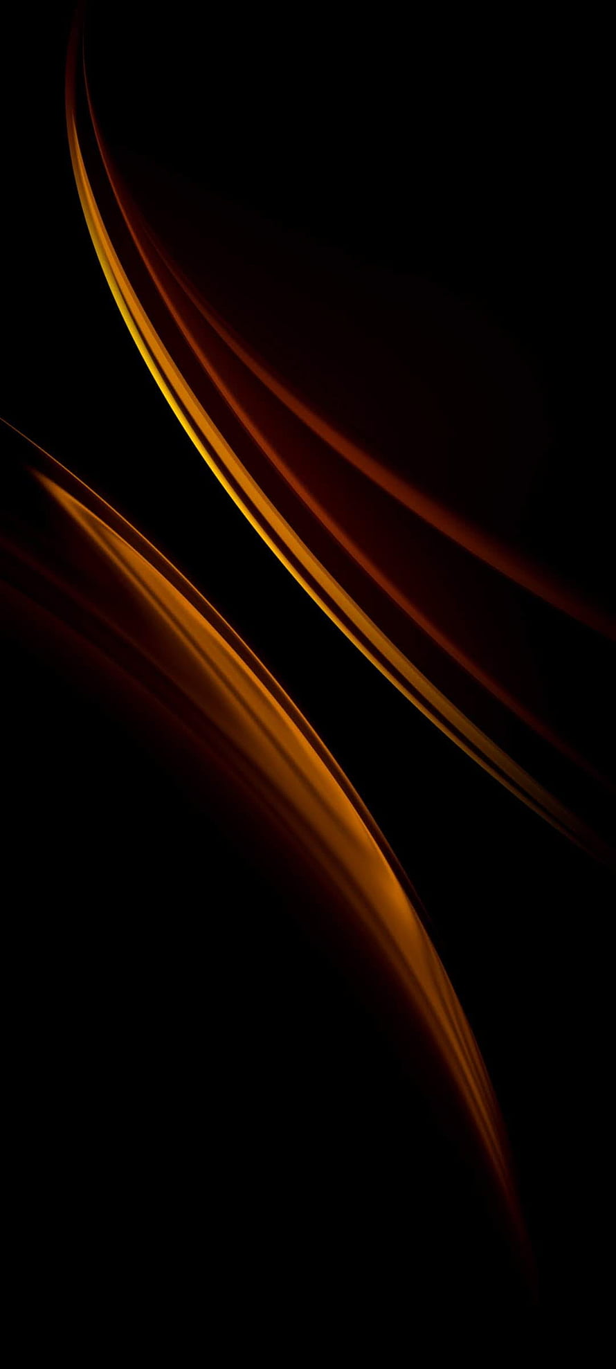 Vivo iQOO 3 Stock Wallpaper with Golden Abstract Light Streaks on Black Background HD phone wallpaper