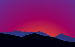 Minimalist Mountain Silhouette Against Vibrant Sunset Gradient Sky HD wallpaper
