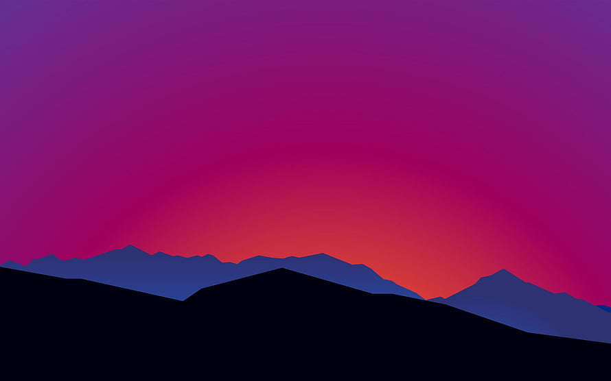 Minimalist Mountain Silhouette Against Vibrant Sunset Gradient Sky HD wallpaper