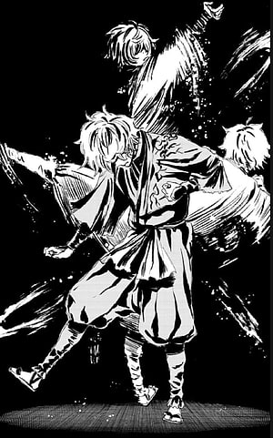 Gabimaru in Dynamic Combat Pose from Hell's Paradise Jigokuraku Manga HD phone wallpaper
