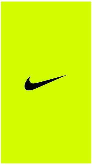 Minimalist Nike Swoosh Logo on Vibrant Neon Yellow Background HD phone wallpaper
