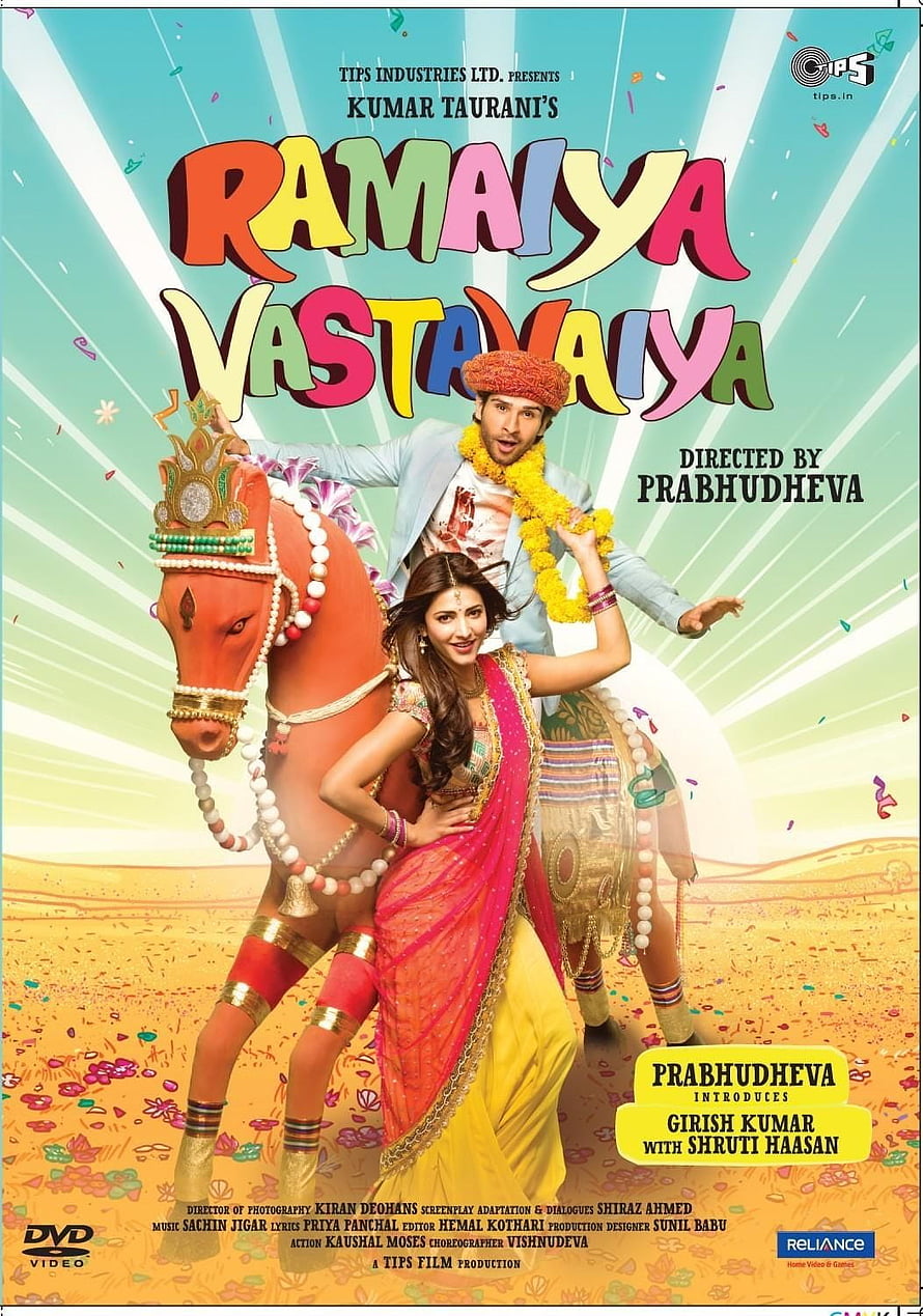 Ramaiya Vastavaiya Movie Poster Featuring Girish Kumar and Shruti Haasan on a Decorated Horse HD phone wallpaper