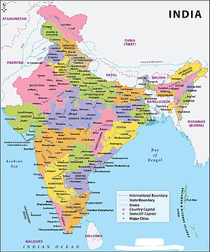 Detailed Political Map of India Showing States, Capitals, and Major Cities HD phone wallpaper