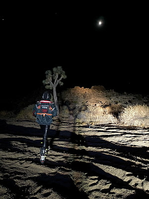 Lone Rider Walking Through Desert Night Under Full Moon HD phone wallpaper
