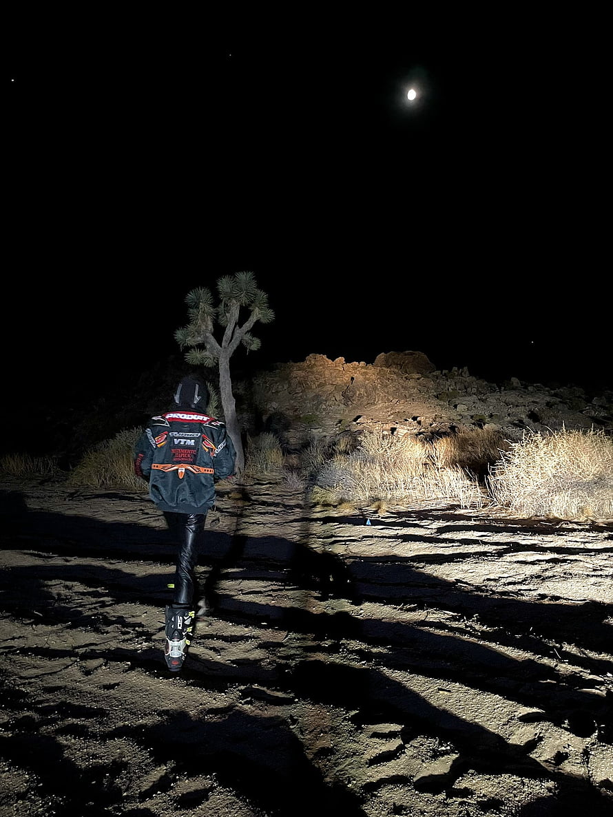 Lone Rider Walking Through Desert Night Under Full Moon HD phone wallpaper