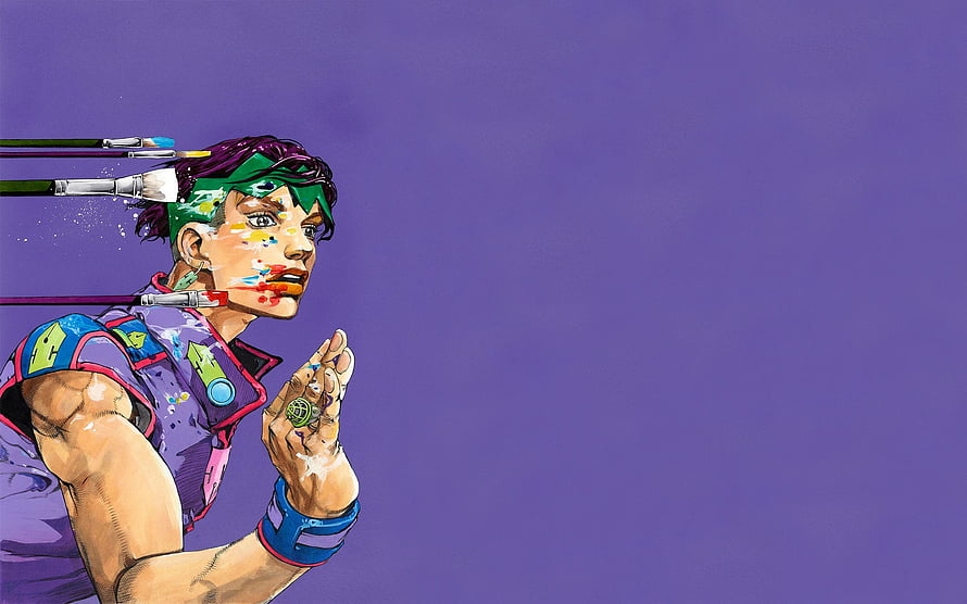 Rohan Kishibe Painting with Brushes in JoJo's Bizarre Adventure Anime Style HD wallpaper