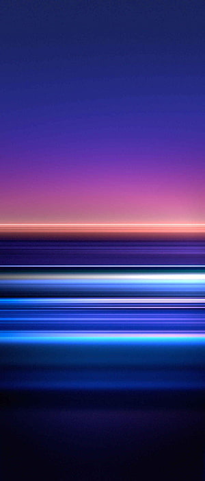 Sony Xperia 1 Default Wallpaper with Neon Horizon and Gradient Sky HD phone wallpaper